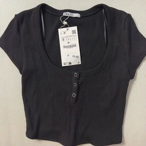 Zara Ribbed Scoop Neck Crop